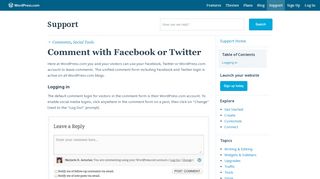 
                            2. Comment with Facebook, Google+, or Twitter - WordPress Support