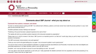 
                            9. Comments about SBP Journal - Social Behavior and Personality