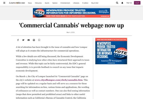 
                            12. 'Commercial Cannabis' webpage now up | Local | ...