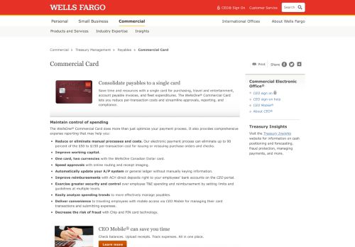 
                            12. Commercial Card – Wells Fargo Commercial
