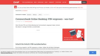 
                            4. Commerzbank Online-Banking: PIN vergessen - was tun? - CHIP
