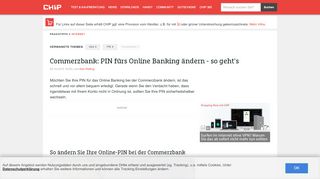 
                            11. Commerzbank: PIN fürs Online Banking ändern - so geht's - CHIP