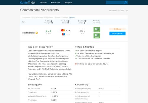 
                            10. Commerzbank Tchibo Vorteilskonto - kontofinder.de
