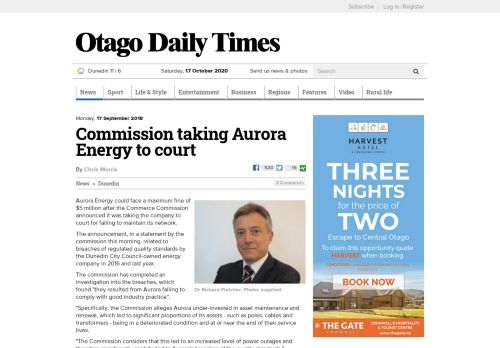 
                            8. Commission taking Aurora Energy to court | Otago Daily Times Online ...
