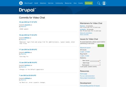 
                            13. Commits for Video Chat | Drupal.org