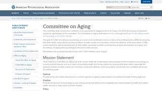 
                            8. Committee on Aging (CONA) - American Psychological Association