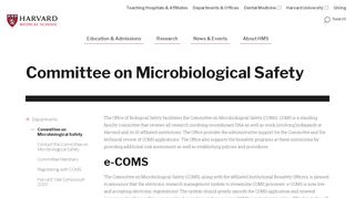 
                            13. Committee on Microbiological Safety | Harvard Medical School
