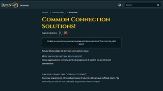 
                            10. Common Connection Solutions! - RuneScape Support