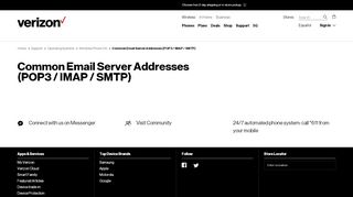 
                            10. Common Email Server Addresses (POP3 / IMAP / SMTP) | Verizon ...