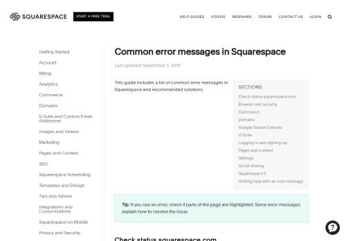 
                            10. Common error messages in Squarespace – Squarespace Help