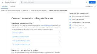 
                            1. Common issues with 2-Step Verification - Google Account Help