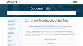 
                            8. Common Troubleshooting Tips - WHMCS Documentation