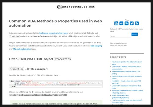 
                            7. Common VBA Methods & Properties used in web automation ...