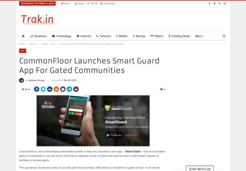 
                            12. CommonFloor Launches Smart Guard App For Gated Communities