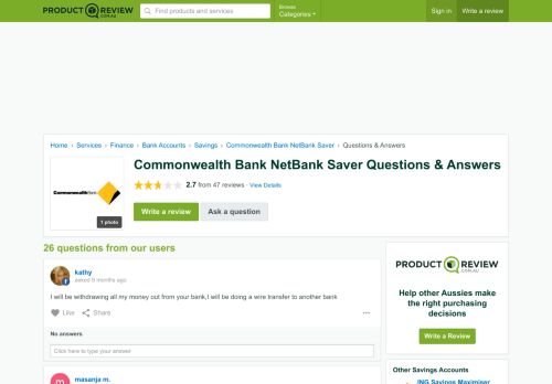 
                            10. Commonwealth Bank NetBank Saver Questions - ProductReview.com ...