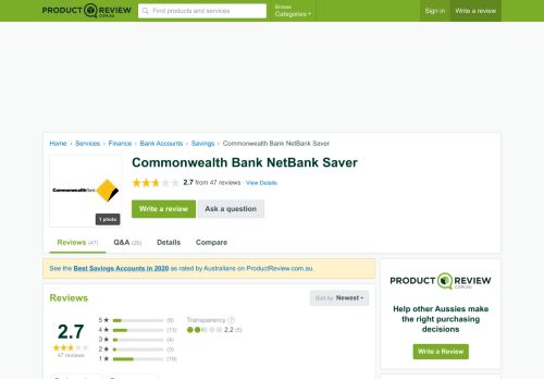 
                            11. Commonwealth Bank NetBank Saver Reviews - ProductReview.com.au