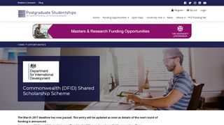 
                            13. Commonwealth (DFID) Shared Scholarship Scheme | Postgraduate ...
