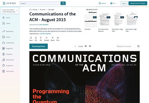 
                            10. Communications of the ACM - August 2015 | Association For ... - Scribd
