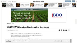 
                            6. COMMUNITIES; In Horse Country, a Fight Over Horses - The New ...