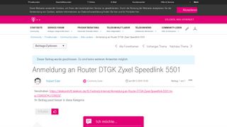
                            8. Community | Anmeldung an Router DTGK Zyxel Speedlink 5501 ...