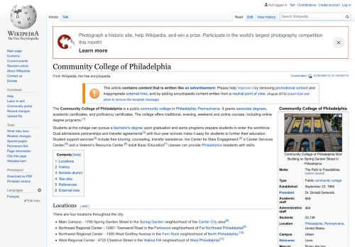 
                            8. Community College of Philadelphia - Wikipedia