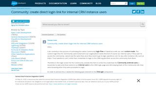 
                            8. Community: create direct login link for internal CRM instance ...