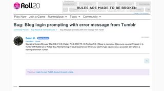 
                            7. Community Forums: Bug: Blog login prompting with error message ...