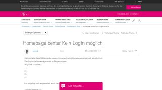 
                            12. Community | Homepage center Kein Login möglich | Telekom hilft ...