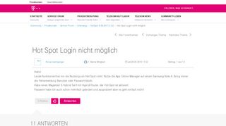 
                            7. Community | Hot Spot Login nicht möglich | Telekom hilft Community