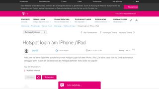 
                            6. Community | Hotspot logIn am IPhone /IPad | Telekom hilft Community