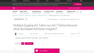 
                            6. Community | HotSpot-Zugang mit Tolino nur mit T-Online-Account ...