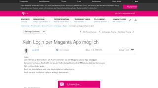 
                            12. Community | Kein Login per Magenta App möglich | Telekom hilft ...