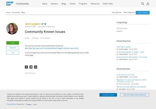 
                            5. Community Known Issues | SAP Blogs