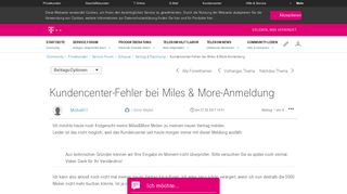 
                            8. Community | Kundencenter-Fehler bei Miles & More-Anmeldung ...