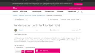 
                            2. Community | Kundencenter Login funktioniert nicht | Telekom hilft ...