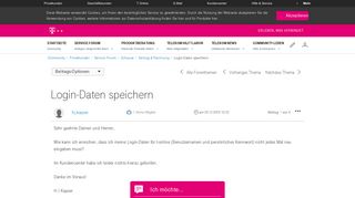 
                            5. Community | Login-Daten speichern | Telekom hilft Community