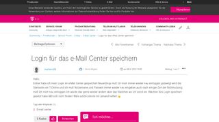 
                            1. Community | Login für das e-Mail Center speichern | Telekom hilft ...