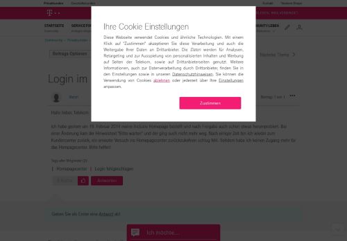 
                            6. Community | Login im Homepagecenter fehlgeschlagen | Telekom hilft ...