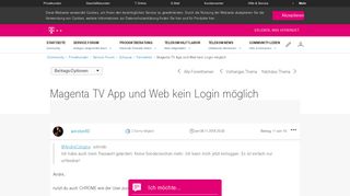 
                            3. Community | Magenta TV App und Web kein Login möglich – Seite 3 ...