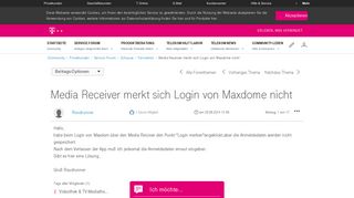 
                            11. Community | Media Receiver merkt sich Login von Maxdome nicht ...