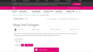
                            5. Community | Mega Deal Einloggen | Telekom hilft Community