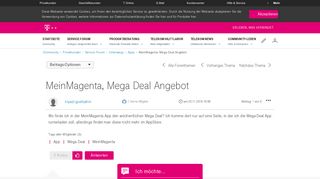 
                            7. Community | MeinMagenta, Mega Deal Angebot | Telekom hilft ...