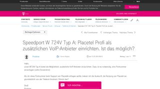 
                            12. Community | Speedport W 724V Typ A: Placetel Profi als zusätzl ...