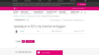 
                            3. Community | speedport w 921v via Internet einloggen | Telekom hilft ...