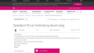
                            2. Community | Speedport W-Lan Verbindung dauert ewig | Telekom hilft ...