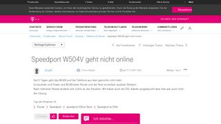 
                            6. Community | Speedport W504V geht nicht online | Telekom hilft ...