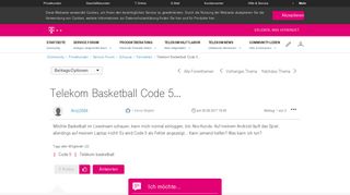 
                            11. Community | Telekom Basketball Code 5... | Telekom hilft Community