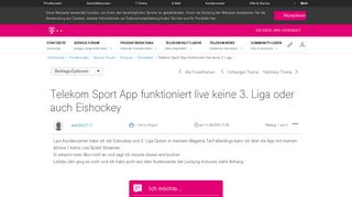 
                            5. Community | Telekom Sport App funktioniert live keine 3. Liga ...