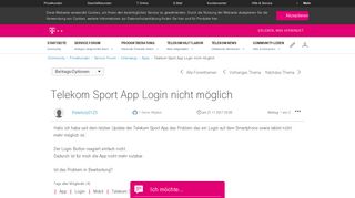 
                            2. Community | Telekom Sport App Login nicht möglich | Telekom hilft ...
