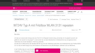 
                            11. Community | W724V Typ A mit Fritz!box WLAN 3131 repeaten ...